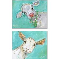 Framed 'Farm Animal 2 Piece Art Print Set' border=