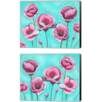Framed 'Pink Poppies 2 Piece Canvas Print Set' border=