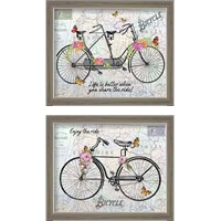 Framed 'Vintage Bicycle with Map 2 Piece Framed Art Print Set' border=