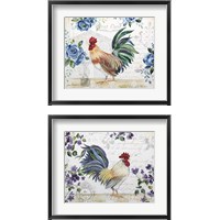 Framed 'Seasonal Rooster  2 Piece Framed Art Print Set' border=