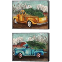 Framed 'Yellow Truck and Tree 2 Piece Canvas Print Set' border=