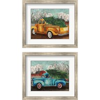 Framed 'Yellow Truck and Tree 2 Piece Framed Art Print Set' border=