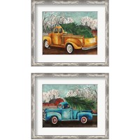 Framed 'Yellow Truck and Tree 2 Piece Framed Art Print Set' border=