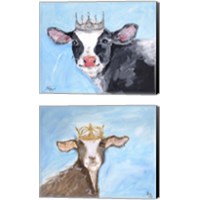 Framed 'Queen Cow & Goat 2 Piece Canvas Print Set' border=