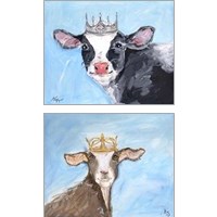 Framed Queen Cow & Goat 2 Piece Art Print Set