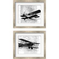 Framed 'Flight Plans 2 Piece Framed Art Print Set' border=