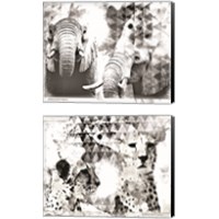 Framed Modern Black & White Safari Animal 2 Piece Canvas Print Set