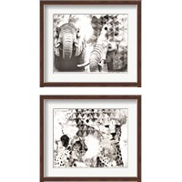 Framed 'Modern Black & White Safari Animal 2 Piece Framed Art Print Set' border=