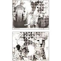 Framed Modern Black & White Safari Animal 2 Piece Art Print Set