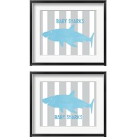 Framed 'Baby Sharks 2 Piece Framed Art Print Set' border=