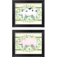 Framed 'Piggy Wiggy 2 Piece Framed Art Print Set' border=