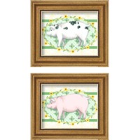 Framed 'Piggy Wiggy 2 Piece Framed Art Print Set' border=