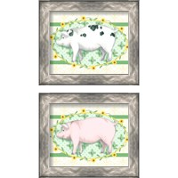 Framed 'Piggy Wiggy 2 Piece Framed Art Print Set' border=