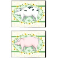 Framed 'Piggy Wiggy 2 Piece Canvas Print Set' border=