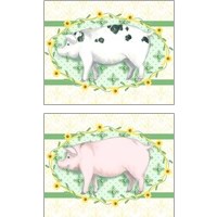 Framed 'Piggy Wiggy 2 Piece Art Print Set' border=