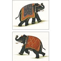 Framed 'India Elephant 2 Piece Art Print Set' border=