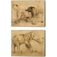 Framed 'Global Safari Animal 2 Piece Canvas Print Set' border=