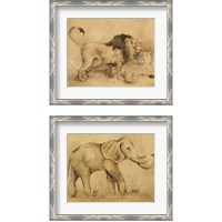 Framed 'Global Safari Animal 2 Piece Framed Art Print Set' border=