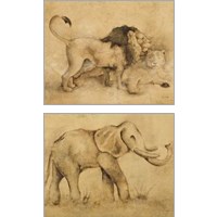 Framed 'Global Safari Animal 2 Piece Art Print Set' border=