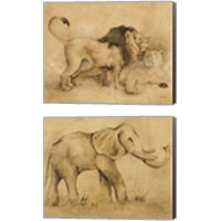 Framed 'Global Safari Animal 2 Piece Canvas Print Set' border=