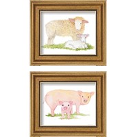 Framed 'Life on the Farm Animal Element 2 Piece Framed Art Print Set' border=