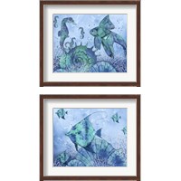 Framed 'Ocean Blues 2 Piece Framed Art Print Set' border=