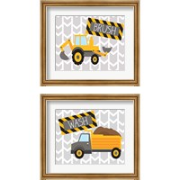 Framed 'Construction Wash & Brush 2 Piece Framed Art Print Set' border=
