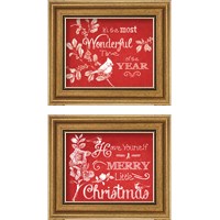 Framed Chalkboard Christmas Sayings on Red 2 Piece Framed Art Print Set