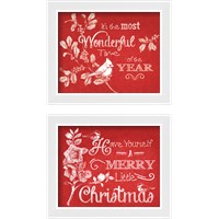 Framed 'Chalkboard Christmas Sayings on Red 2 Piece Framed Art Print Set' border=