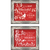 Framed 'Chalkboard Christmas Sayings on Red 2 Piece Framed Art Print Set' border=