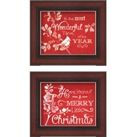 Framed 'Chalkboard Christmas Sayings on Red 2 Piece Framed Art Print Set' border=