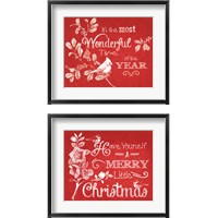 Framed 'Chalkboard Christmas Sayings on Red 2 Piece Framed Art Print Set' border=