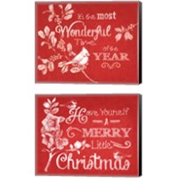 Framed 'Chalkboard Christmas Sayings on Red 2 Piece Canvas Print Set' border=
