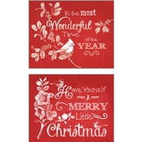 Framed Chalkboard Christmas Sayings on Red 2 Piece Art Print Set