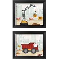 Framed 'Kids Construction 2 Piece Framed Art Print Set' border=