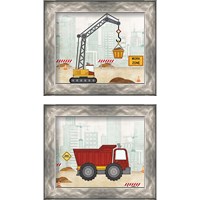 Framed 'Kids Construction 2 Piece Framed Art Print Set' border=