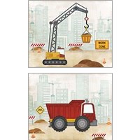 Framed 'Kids Construction 2 Piece Art Print Set' border=