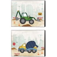 Framed 'Kids Construction 2 Piece Canvas Print Set' border=