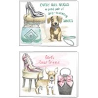 Framed 'Glamour Pups 2 Piece Canvas Print Set' border=