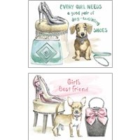 Framed Glamour Pups 2 Piece Art Print Set