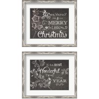 Framed 'Chalkboard Christmas Sayings 2 Piece Framed Art Print Set' border=