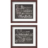 Framed 'Chalkboard Christmas Sayings 2 Piece Framed Art Print Set' border=