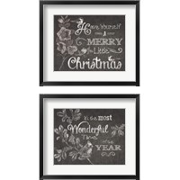 Framed Chalkboard Christmas Sayings 2 Piece Framed Art Print Set