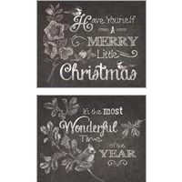 Framed Chalkboard Christmas Sayings 2 Piece Art Print Set