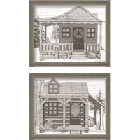 Framed 'Fall Cabin 2 Piece Framed Art Print Set' border=