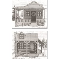 Framed 'Fall Cabin 2 Piece Art Print Set' border=