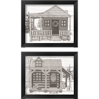Framed 'Fall Cabin 2 Piece Framed Art Print Set' border=
