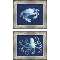 Framed 'Sealife on Blue 2 Piece Framed Art Print Set' border=