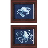 Framed 'Sealife on Blue 2 Piece Framed Art Print Set' border=