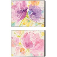 Framed 'Spring Abstracts Florals 2 Piece Canvas Print Set' border=